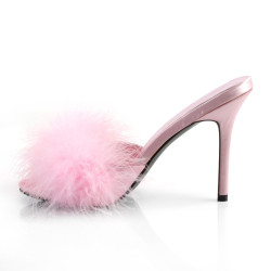 Fabulicious CLASSIQUE-01F Rose Vegan Fur Mules Women