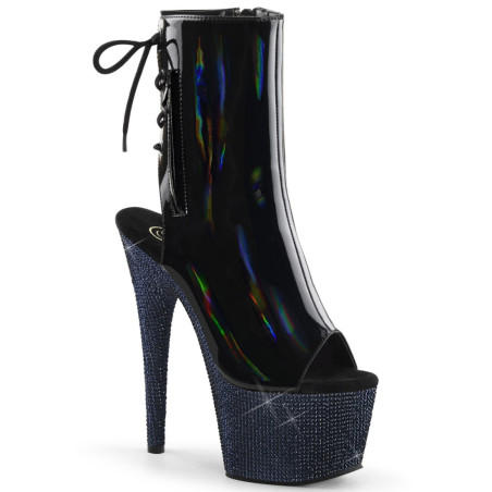 Pleaser BEJEWELED-1018DM-7 Black Hologram Patent Strass