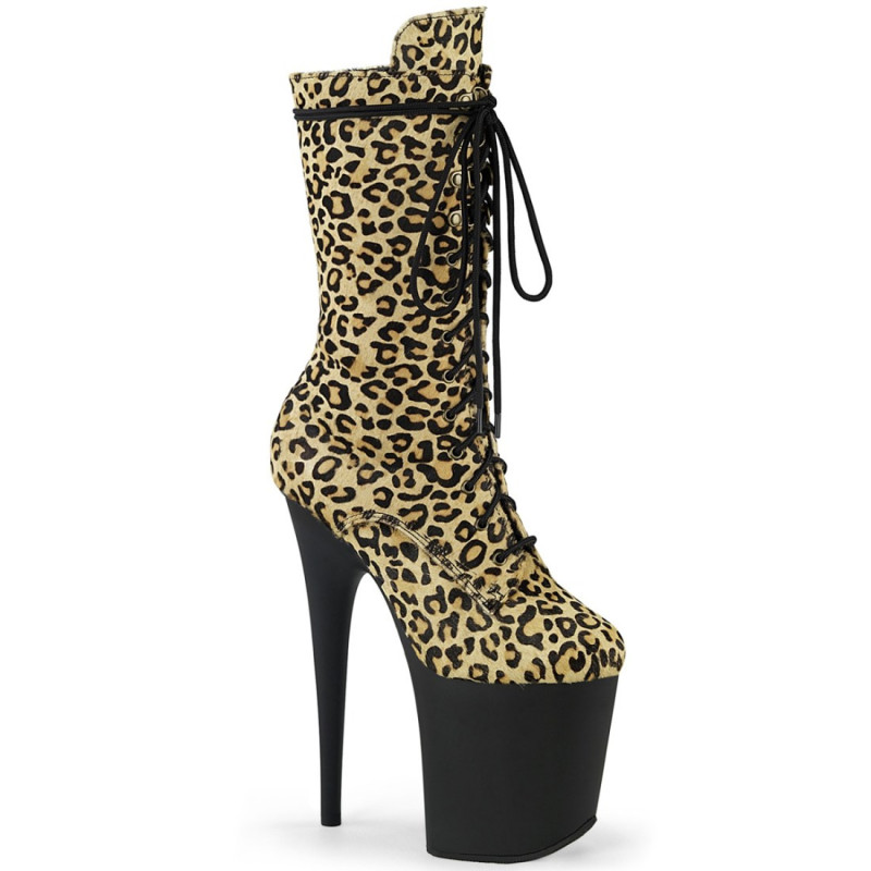 Pleaser FLAMINGO-1050LP Leopard Print Pony Hair Black Pleaser FLAMINGO-1050LP Leopard Print Pony Hair Black