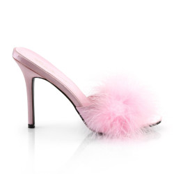 Fabulicious CLASSIQUE-01F Rose Vegan Fur Mules Women