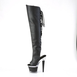 Pleaser SPECTATOR-3019 Black Vegan Laced Overknee Boots