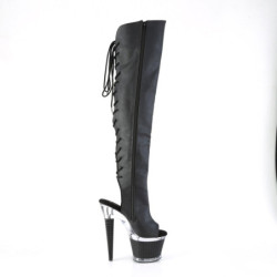 Pleaser SPECTATOR-3019 Black Vegan Laced Overknee Boots