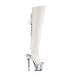 Pleaser SPECTATOR-3019 White Laced Overknee Boots