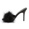Fabulicious CLASSIQUE-01F Black Vegan Fur Mules Women