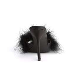 Fabulicious CLASSIQUE-01F Black Vegan Fur Mules Women