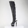 Pleaser SPECTATOR-3030 Black Laced Overknee Boots