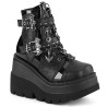 Demonia SHAKER-66 Black Vegan Platform Wedge Ankle Boots