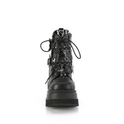 Demonia SHAKER-66 Black Vegan Platform Wedge Ankle Boots
