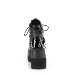 Demonia SHAKER-66 Black Vegan Platform Wedge Ankle Boots