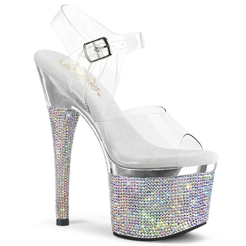 Pleaser ESTEEM-708DM Transparent Silver Chrome Strass Pleaser ESTEEM-708DM Transparent Silver Chrome Strass