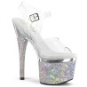 Pleaser ESTEEM-708DM Transparent Silver Chrome Strass