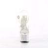 Pleaser ESTEEM-708DM Transparent Silver Chrome Strass