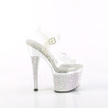 Pleaser ESTEEM-708DM Transparent Silver Chrome Strass