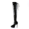 Devious INDULGE-3063 Patent Platform Thigh High Boots