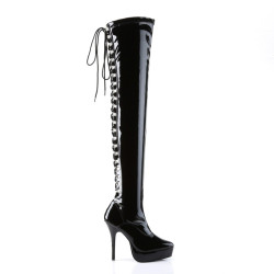 Devious INDULGE-3063 Patent Platform Thigh High Boots