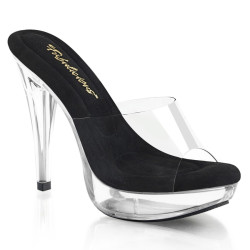 Fabulicious COCKTAIL-501 Transparent Black Mules Women
