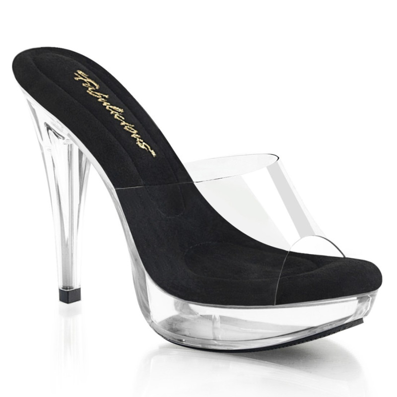 Fabulicious COCKTAIL-501 Transparent Black Mules Women Fabulicious COCKTAIL-501 Transparent Black Mules Women