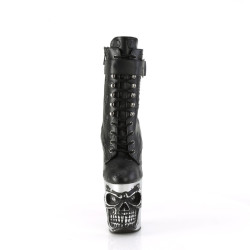Pleaser RAPTURE-1020STR-02 Black Vegan Leather Silver