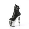 Pleaser RAPTURE-1020STR-02 Black Vegan Leather Silver