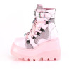 Demonia SHAKER-60 Rose Hologram Platform Wedge Ankle Boots