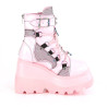 Demonia SHAKER-60 Rose Hologram Platform Wedge Ankle Boots