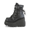 Demonia SHAKER-60 Black Vegan Platform Wedge Ankle Boots