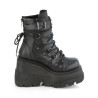 Demonia SHAKER-60 Black Vegan Platform Wedge Ankle Boots