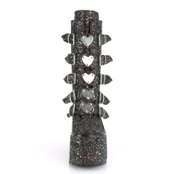 Demonia SWING-230G Black Glitter Platform Buckle Boots