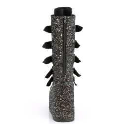 Demonia SWING-230G Black Glitter Platform Buckle Boots