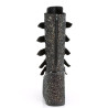Demonia SWING-230G Black Glitter Platform Buckle Boots