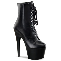 Pleaser ADORE-1020 Black Leather Ankle High Boots Women