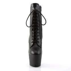 Pleaser ADORE-1020 Black Leather Ankle High Boots Women