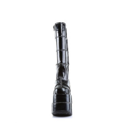 Demonia STACK-301 Black Patent Cyber Platform Men Boots