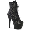 Pleaser ADORE-1020RM Black Vegan Suede Strass Mesh Boots