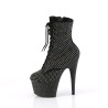Pleaser ADORE-1020RM Black Vegan Suede Strass Mesh Boots