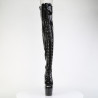 Pleaser ADORE-3021GP Black Glitter Laced Thigh High Boots