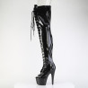 Pleaser ADORE-3021GP Black Glitter Laced Thigh High Boots