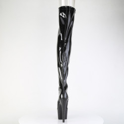 Pleaser ADORE-3021GP Black Glitter Laced Thigh High Boots