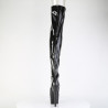 Pleaser ADORE-3021GP Black Glitter Laced Thigh High Boots
