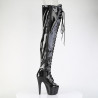 Pleaser ADORE-3021GP Black Glitter Laced Thigh High Boots