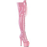 Pleaser ADORE-3021GP Rose Glitter Laced Thigh High Boots