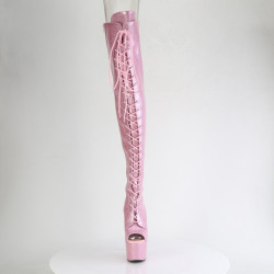 Pleaser ADORE-3021GP Rose Glitter Laced Thigh High Boots
