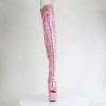 Pleaser ADORE-3021GP Rose Glitter Laced Thigh High Boots