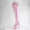 Pleaser ADORE-3021GP Rose Glitter Laced Thigh High Boots