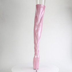 Pleaser ADORE-3021GP Rose Glitter Laced Thigh High Boots