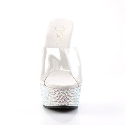 Pleaser BEJEWELED-601DM Transparent Silver High Mules