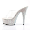 Pleaser BEJEWELED-601DM Transparent Silver High Mules