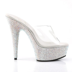 Pleaser BEJEWELED-601DM Transparent Silver High Mules