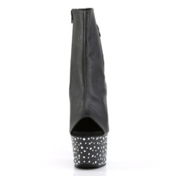 Pleaser STARDANCE-1018-7 Black Vegan Leather Silver