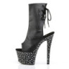 Pleaser STARDANCE-1018-7 Black Vegan Leather Silver